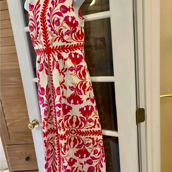 Boden Lauren Cotton Midi Dress Poppy Red Elaborate Flora 6 R NWT - Picture 7 of 14